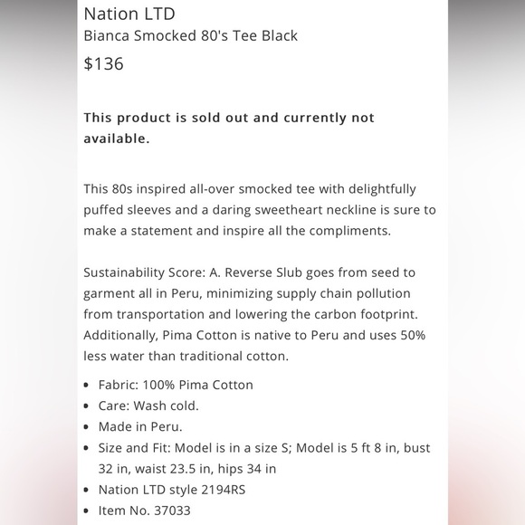 Nation LTD Bianca Smocked 80's Puff Sleeve Tee Black - Picture 5 of 9